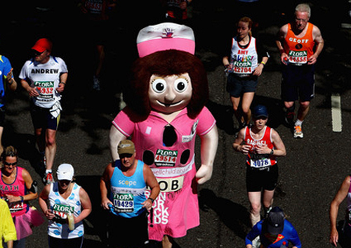 Giant Nurse, Batman, Elvis, and Gnome Run London Marathon